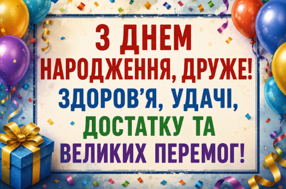 Оригінальні привітання з днем народження другу листівка