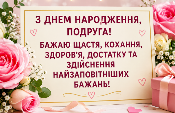 Оригінальні привітання з днем народження подрузі картинка
